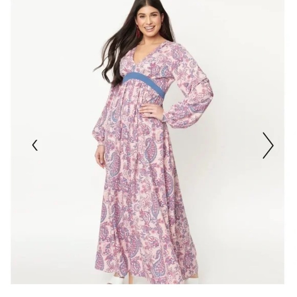 NWT unique vintage pink paisley print maxi dress - Picture 5 of 5